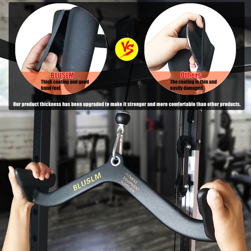 BLUSLM LAT Pull Down Bar for Cable Machine, LAT Pulldown Attachments T Bar V Bar Cable Attachment, Back Tricep Bar Strength Training Handle (BL4) - Image 5