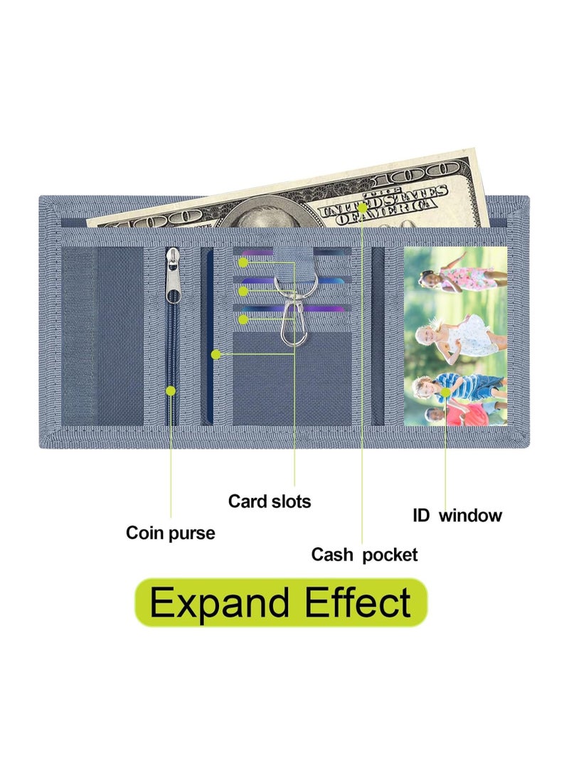 عام محفظة أولاد، محفظة أطفال ثلاثية الطية بنافذة هوية وحبل عنق - جيب عنق قماشي للأولاد 9-12 سنة، جيب عنق أطفال مع حبل عنق وحلقة مفاتيح، مثالي للاستخدام المدرسي اليومي للأولاد - Image 3