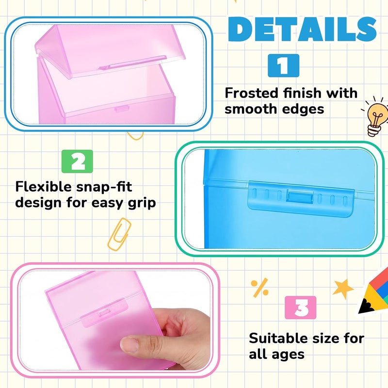 Clabby 4 Pcs Plastic Crayon Organizer Case for 24 Count Crayons Kids Art Supply Storage Box with Lid, Portable Holder for Classroom Home Travel, Fits Standard 24-Pack Crayon (Blue,Pink) - Image 3