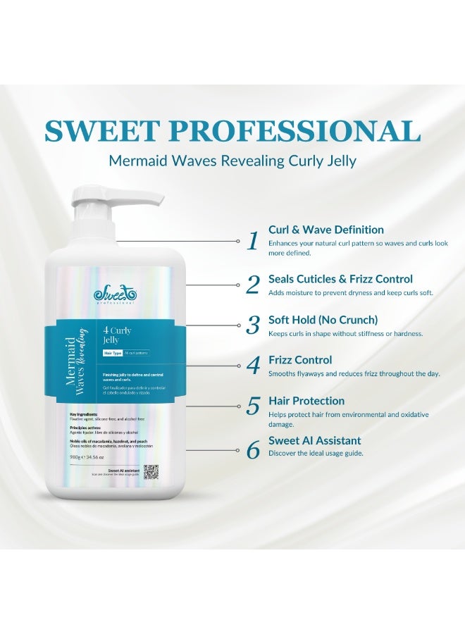 Sweet Professional Mermaid Waves Revealing Curly Jelly 980g – Curl Defining Styling Gel for Wavy & Curly Hair, Frizz Control, Hydration & Shine - Image 2