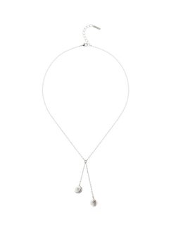 Karen Millen Logo Pearl Double Drop Necklace  - Image 1