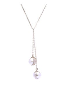 Karen Millen Logo Pearl Double Drop Necklace  - Image 2