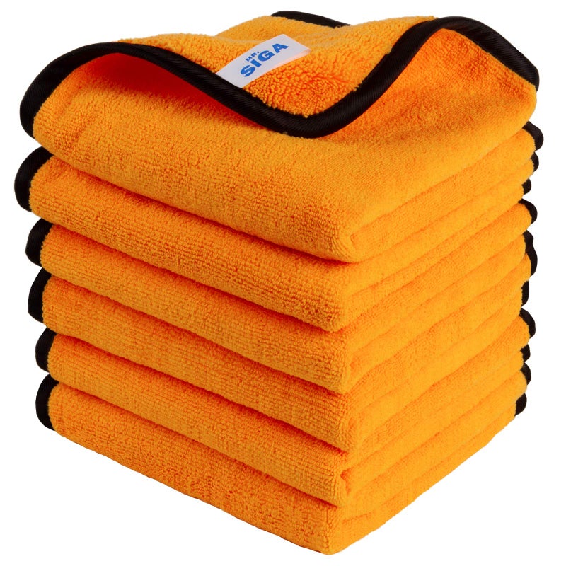 MRSIGA Professional Premium Microfiber Towels for Household Cleaning DualSided Car Washing and Detailing Towels Gold 157 x 236 inch 6 Pack