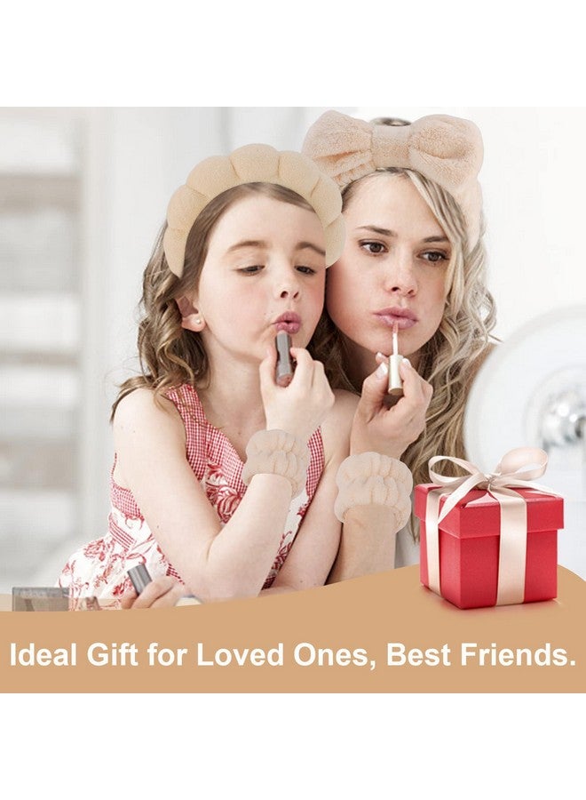 Canitor Spa Headband Wristband Set with Hair Clips Skincare Headbands for Washing Face Skin Care Puffy Makeup Headband Wrist Bands Preppy Teen Girl Gifts Cute Trendy Stuff Hair Accessories for Women - Image 4