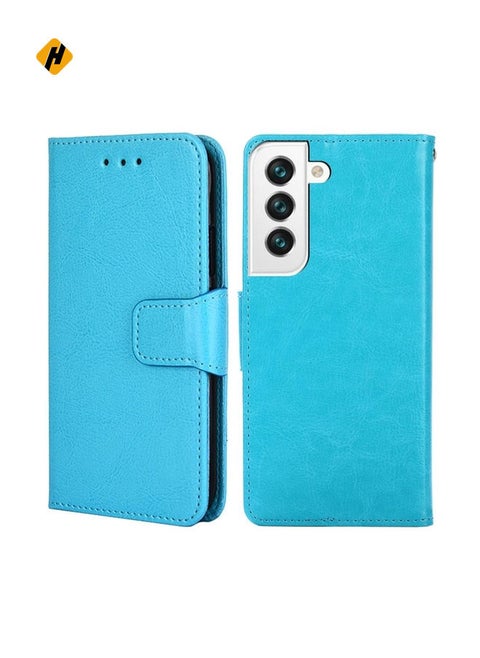 For Samsung Galaxy S22+ 5G Crystal Texture Horizontal Flip Leather Case with Holder & Card Slots & Wallet(Light Blue)