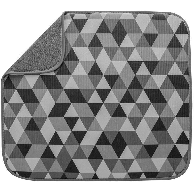 ST INC Dish Drying Mat for Kitchen Absorbent Reversible Microfiber Dish Mat 16 Inch x 18 Inch Triangles