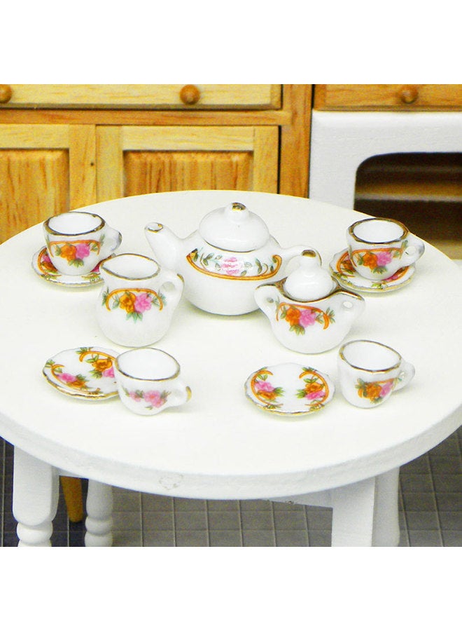 Pocket Story Creative Educational Children's Toy Mini Ceramic Tea Set Suit Doll Room Simulation Model-Color:Rose Impression Blue - Image 2