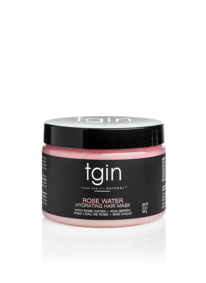 Thank God It's Natural - tgin Rose Water Hydrating Hair Mask for Natural hair, with Rose Water and Acai Berries, Hydrating Conditioning Treatment for Dry Hair, 12 oz - Image 1