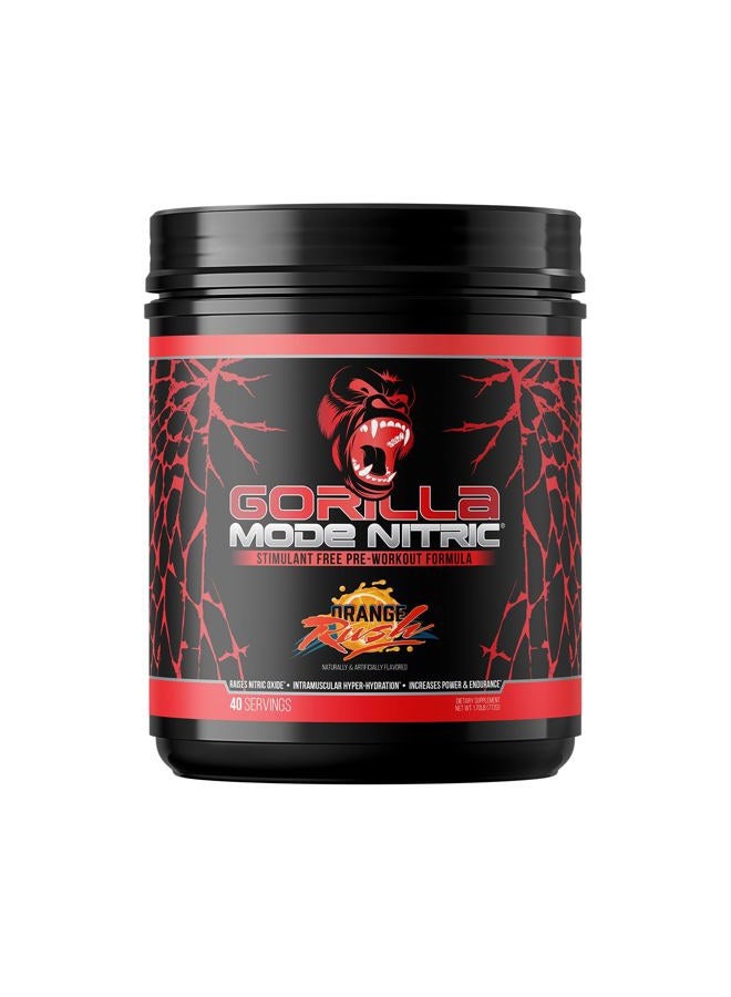 Gorilla Mind Gorilla Mode Nitric Upgraded Stimulant Free Pre-Workout – Best Tasting and Most Effective Stimulant Free Pre-Workout/Massive Pumps · Vasodilation · Power / 772 Grams (Orange Rush) - Image 1