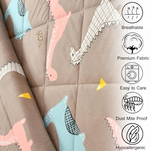 FRESH FROM LOOM Microfiber Single Bed Blanket for Kids|Cartoon Printed Dohar for Kids Boy & Girls|Soft Children Comforters|All Seasons Blanket (60x90 Inches|Dinosaur Beige)| TC - 144 - Image 4
