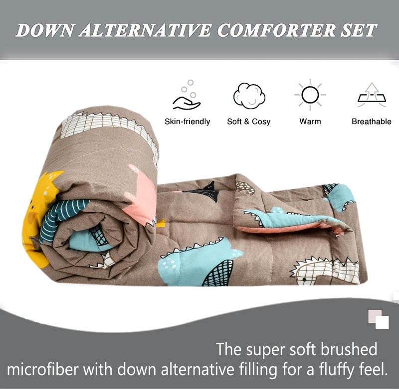 FRESH FROM LOOM Microfiber Single Bed Blanket for Kids|Cartoon Printed Dohar for Kids Boy & Girls|Soft Children Comforters|All Seasons Blanket (60x90 Inches|Dinosaur Beige)| TC - 144 - Image 5