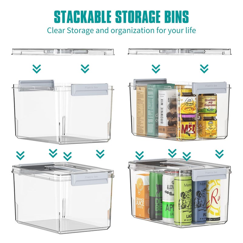 MAGDESIGNER Plastic Storage Bins with Lids Stackable organization and Storage Containers for Organizing Snacks, Crafts, Tools Clear Storage Box with Latching handle(Clear, 2PCS-4.5QT 2PCS-8.5QT) - Image 3