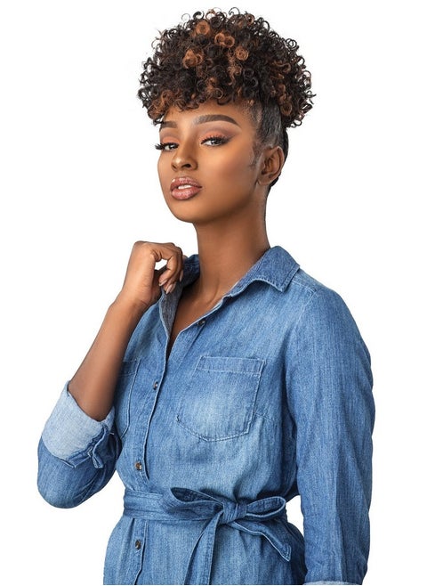 Curls Kinks & Co Coily 3C4A Instant Drawstring Ponytail Ip Rule Breaker (T1B/30 [T:Off Black B:Light Auburn])