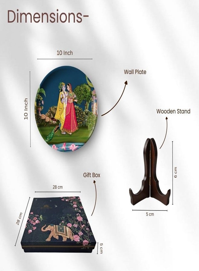 RITUALISTIC Wooden Krishna for Wall & Table Decor | Divine Tabletop Krishna Frame | Spiritual Home & Office Decoration | metal plates wall decor | Wooden Frame for Mandir, Living Room & Gift Purpose | 10inch - Image 4