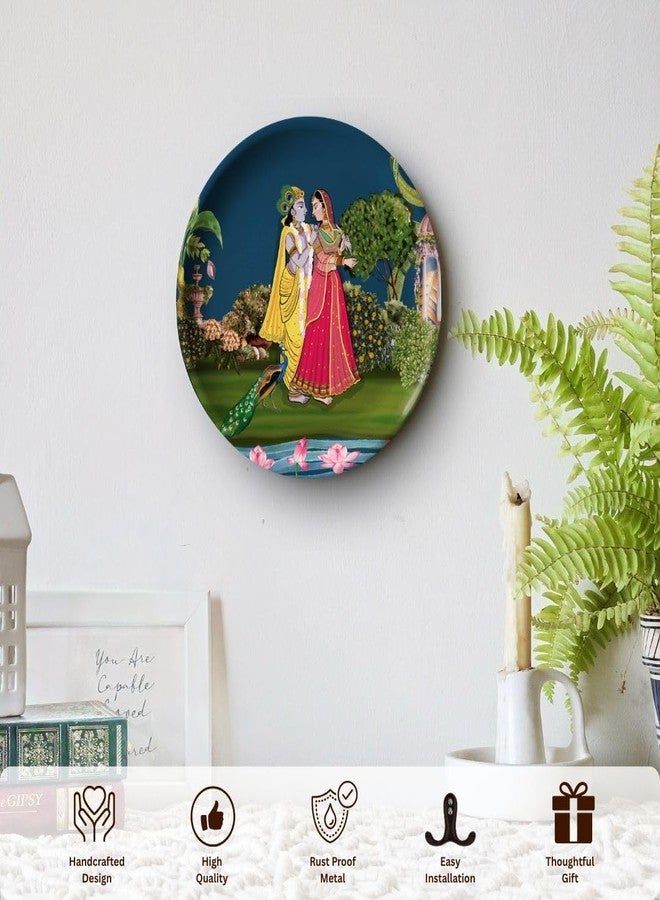 RITUALISTIC Wooden Krishna for Wall & Table Decor | Divine Tabletop Krishna Frame | Spiritual Home & Office Decoration | metal plates wall decor | Wooden Frame for Mandir, Living Room & Gift Purpose | 10inch - Image 3