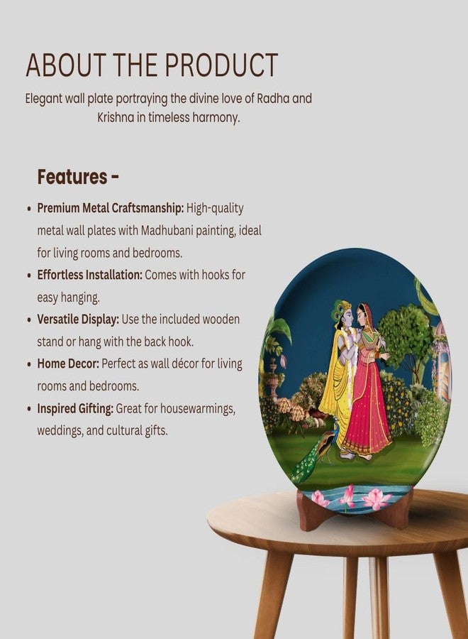 RITUALISTIC Wooden Krishna for Wall & Table Decor | Divine Tabletop Krishna Frame | Spiritual Home & Office Decoration | metal plates wall decor | Wooden Frame for Mandir, Living Room & Gift Purpose | 10inch - Image 2
