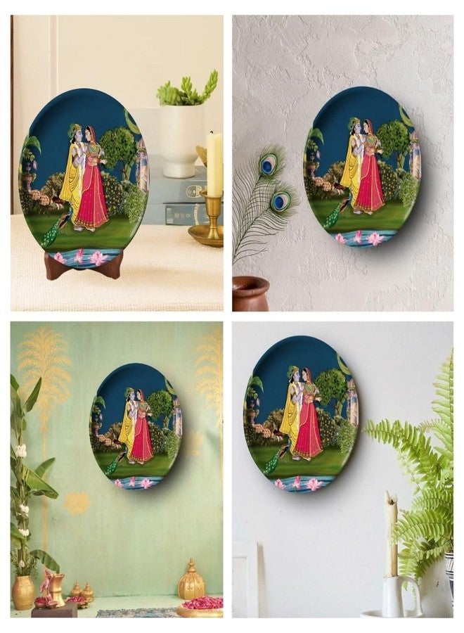 RITUALISTIC Wooden Krishna for Wall & Table Decor | Divine Tabletop Krishna Frame | Spiritual Home & Office Decoration | metal plates wall decor | Wooden Frame for Mandir, Living Room & Gift Purpose | 10inch - Image 5