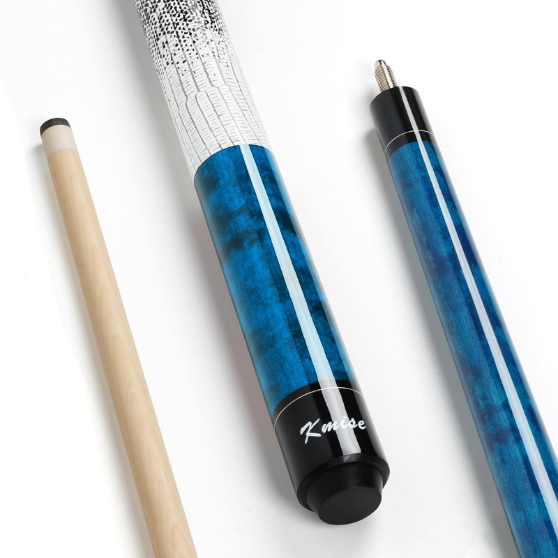 Kmise Pool Cue Stick 21oz 58 Canadian Hard Maple Billiard Cues Pro LowDeflection with 13mm Leather Tip Blue Wood Grain Butt 3D AntiSlip Grip Power Control Pool Sticks for Adults ClubHome - Image 2
