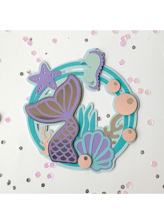 Pinfliers - Pinfliers Mermaid/Under The Sea/Ocean Theme Birthday Decorations for Girls,Paper Mermaid Cake Topper,1,Happy Birthday Cake Topper,Blue/Purple,Party Cake Toppers for Cake Decoration - Image 1