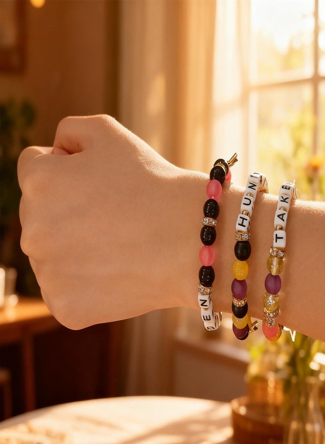 مجموعة أساور للأطفال مكونة من 4 قطع، أساور للبنات، أساور خرز للبنات، أساور صداقة مطاطية مستوحاة من مسلسل صائدي الشياطين الكوري، ومجموعة هدايا مجوهرات لليد - Image 3