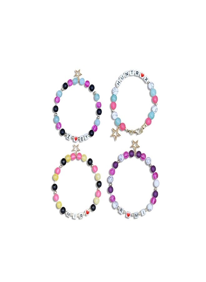 مجموعة أساور للأطفال مكونة من 4 قطع، أساور للبنات، أساور خرز للبنات، أساور صداقة مطاطية مستوحاة من مسلسل صائدي الشياطين الكوري، ومجموعة هدايا مجوهرات لليد - Image 1