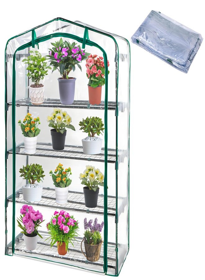 DECOHS غطاء بديل للدفيئة من DECOHS عريض للغاية بأربعة طبقات - غطاء دفيئة شفاف من مادة PVC مقاس 63 × 40 × 19 بوصة مع باب بسحاب قابل للطي لنباتات وأزهار البستنة (الإطار غير متضمن) - Image 1
