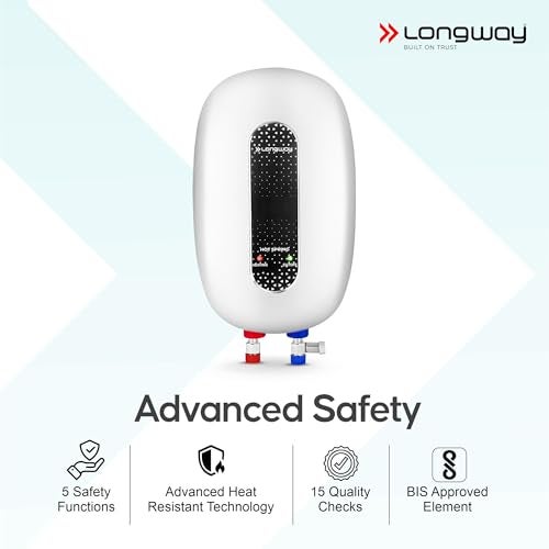 Longway Hotspring 3 Litres Instant Water Heater | Advanced Multi-Layered Safety | 3000 W Powerful Heating | Suitable For Kitchen & Bathroom | 5 Years Warranty on Tank | Off-White - Image 3