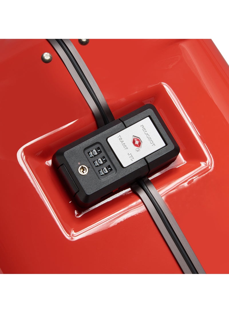 PEUGEOT Voyages 73 cm Hardcase 4 Double Wheel Check-In Luggage Trunk Trolley - Red  - Image 4