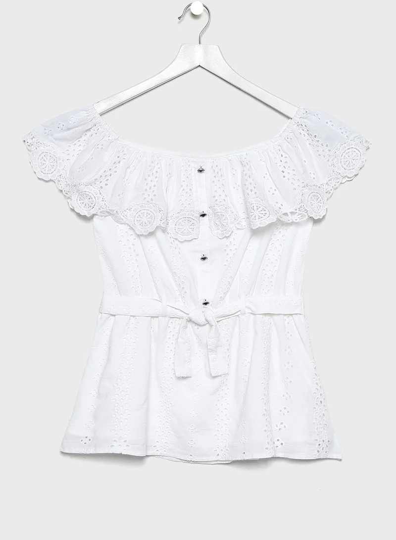 RIVER ISLAND Kids Knot Bardot Top