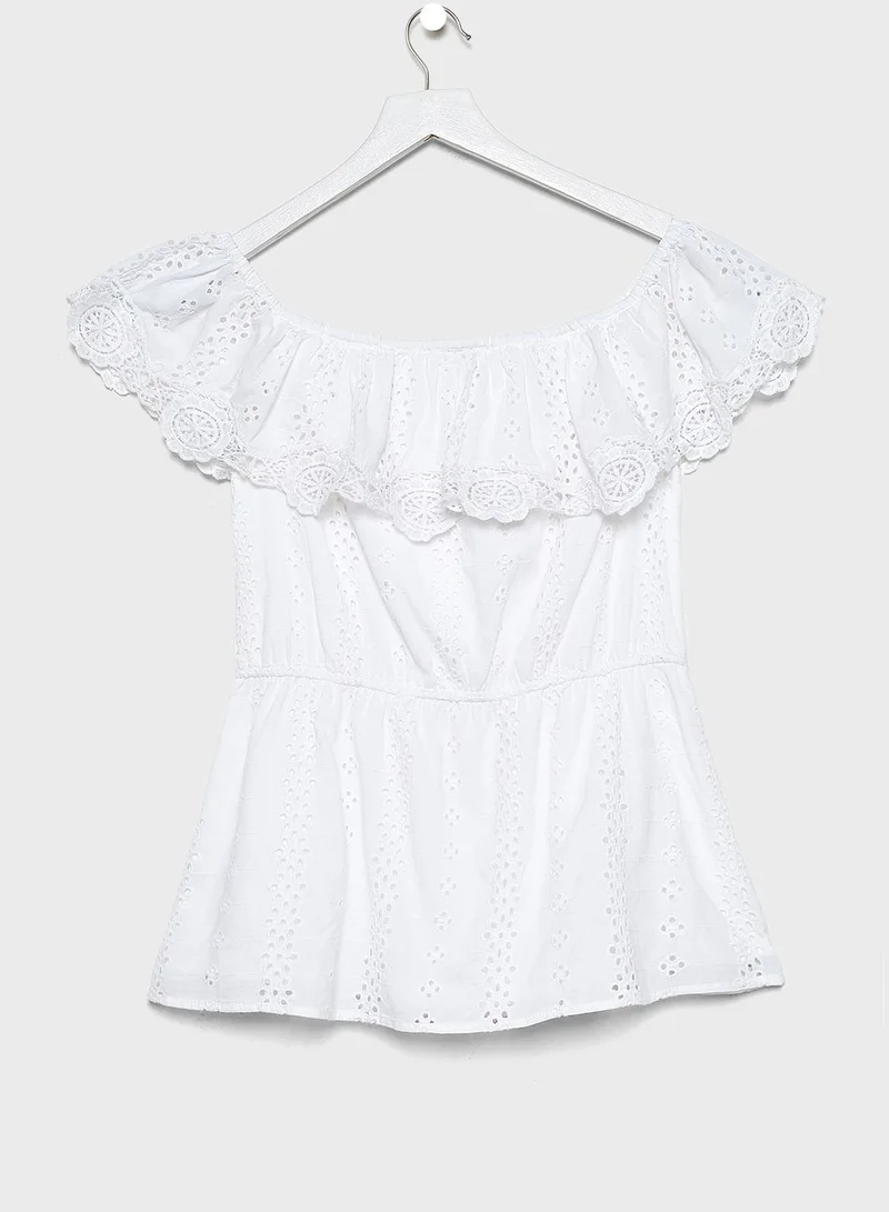 RIVER ISLAND Kids Knot Bardot Top