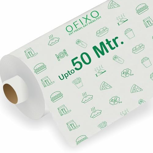 OFIXO Food Wrapping Paper Roll - Premium Non-Stick Butter Wrapping Paper. Food Wrapping Paper, Re-heatable Non Stick Paper, Parchment Paper (50 Meter) - Image 1