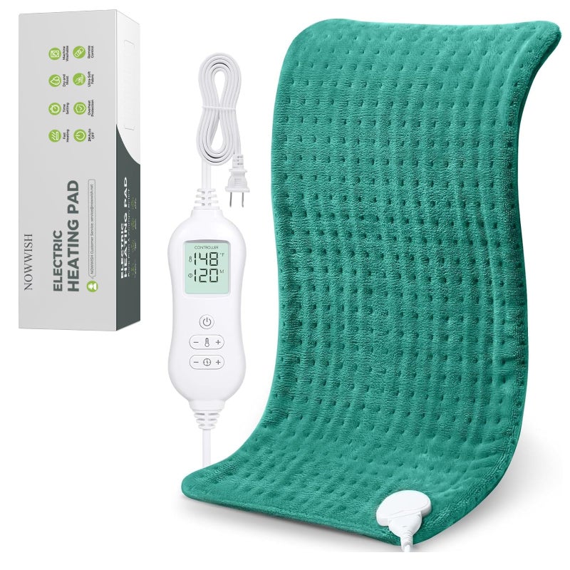 NOWWISH Heating Pad for Back Pain Relief & Period Cramps, 12x24 Inches Electric Heating Pad with 10 Heat Settings, Timer and Auto Shut-Off, Machine Washable, Valentines Day Gifts for Her, Green - Image 1