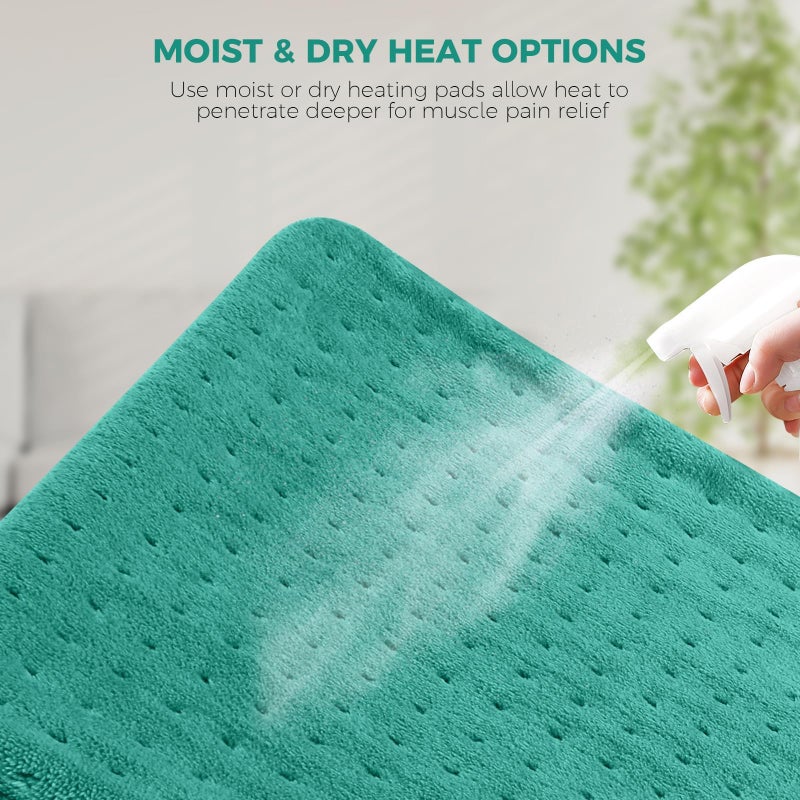 NOWWISH Heating Pad for Back Pain Relief & Period Cramps, 12x24 Inches Electric Heating Pad with 10 Heat Settings, Timer and Auto Shut-Off, Machine Washable, Valentines Day Gifts for Her, Green - Image 2