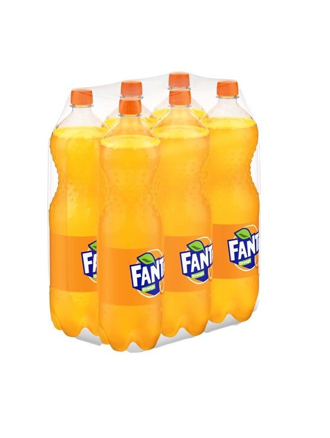 Fanta Orange Carbonated Drinks, 6 x 1.49 Lt
