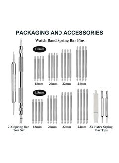 KASTWAVE Spring Bar Tool Watch Band Tool Set Watch Wrist Bands Strap Removal Repair Fix Kit with Extra 3 Tips Pins 32pcs Heavy Duty 316 Stainless Steel Pins Spring Bar Non slip Various Watches  - Image 2