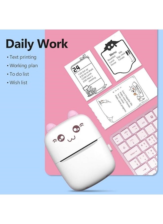 VOGMAX - Portable Mini Pocket Printer BT Thermal Printer with Thermal Printing Paper USB Cable for Note Photo Web Document Printing (Blue) - Image 1