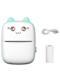 Portable Mini Pocket Printer BT Thermal Printer with Thermal Printing Paper USB Cable for Note Photo Web Document Printing (Blue)