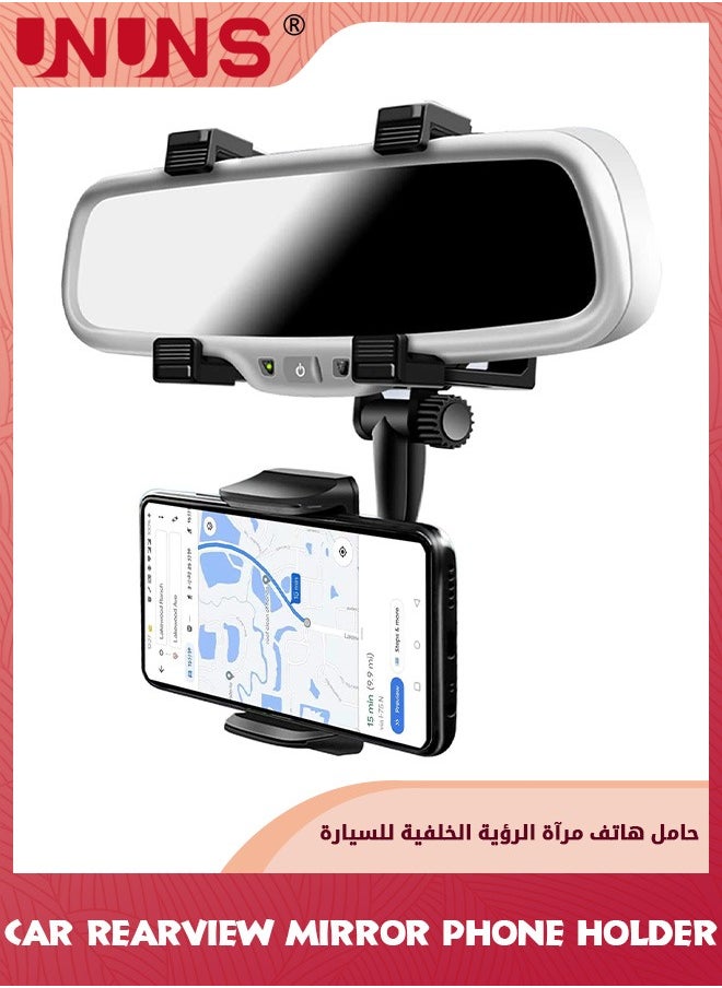 UNUNS - Phone Holder For Car,Rear View Mirror Phone Holder Mount,Car Phone Bracket/Stand With 360° Swivel And Adjustable Clips,Universal Smartphone Cradle,Automobile Accessories,Black - Image 1