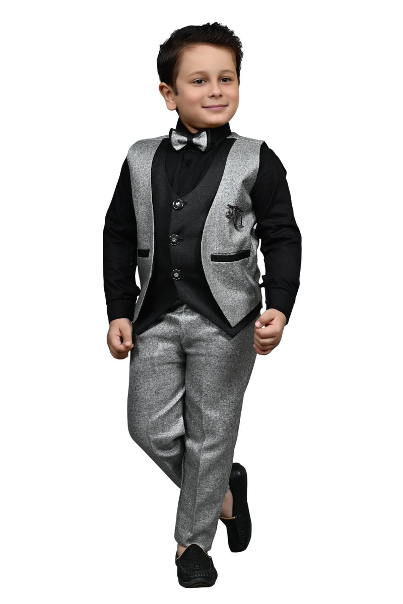 ZOLARIO Boys Clothing Set 3 Piece Dress for Boys, Set of Coat, Pant & Shirt, Ideal for Wedding and Birthday. 8-9 Yrs Grey - Image 1