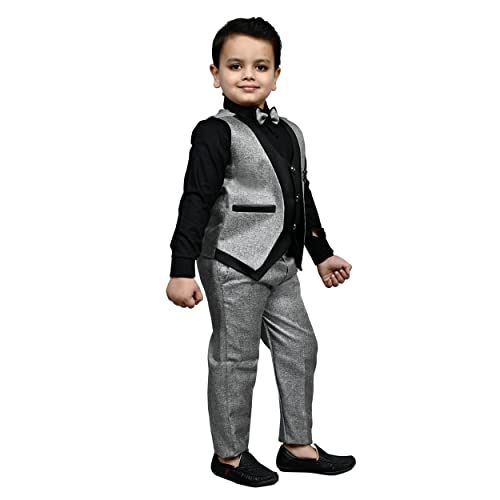 ZOLARIO Boys Clothing Set 3 Piece Dress for Boys, Set of Coat, Pant & Shirt, Ideal for Wedding and Birthday. 8-9 Yrs Grey - Image 4
