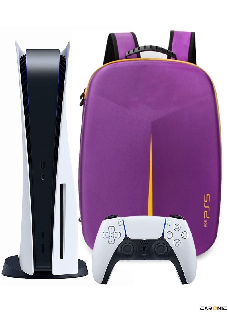 CARONIC Travel Handbag For PS5 Console Shockproof Shoulder Bag Purple  - Image 1