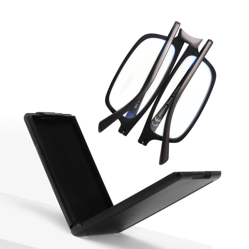 SKYOAK Evolved Folding Reading Glasses For Women Men Blue Light Blocking Anti UV Eyestrain Foldable Portable Compact Readers with Flat Hard Case Pocket Computer glasses 125 BLACK - Image 2