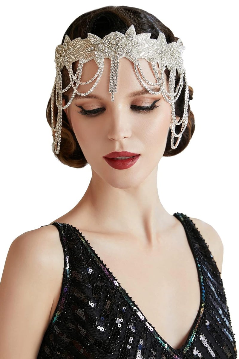 BABEYOND 1920s Flapper Headpiece Roaring 20s Headband Great Gatsby Headband Chain for Women Vintage Hair Accessory - Image 1