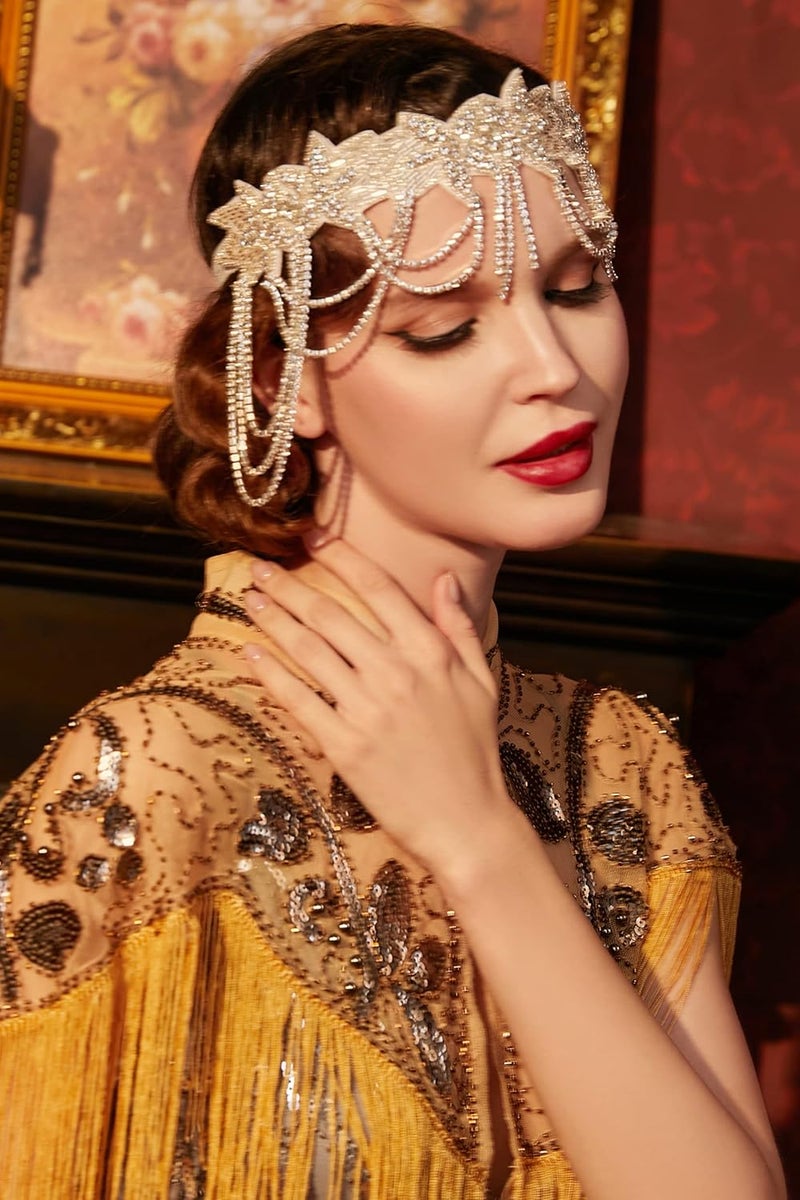 BABEYOND 1920s Flapper Headpiece Roaring 20s Headband Great Gatsby Headband Chain for Women Vintage Hair Accessory - Image 2