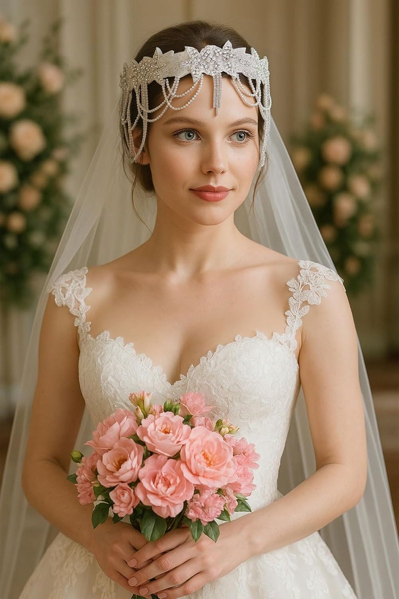 BABEYOND 1920s Flapper Headpiece Roaring 20s Headband Great Gatsby Headband Chain for Women Vintage Hair Accessory - Image 3