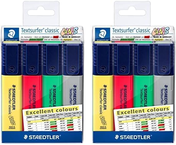 ستدلر مجموعة أقلام التحديد الكلاسيكية Textsurfer من STAEDTLER - عبوة من 4 قطع - Image 1