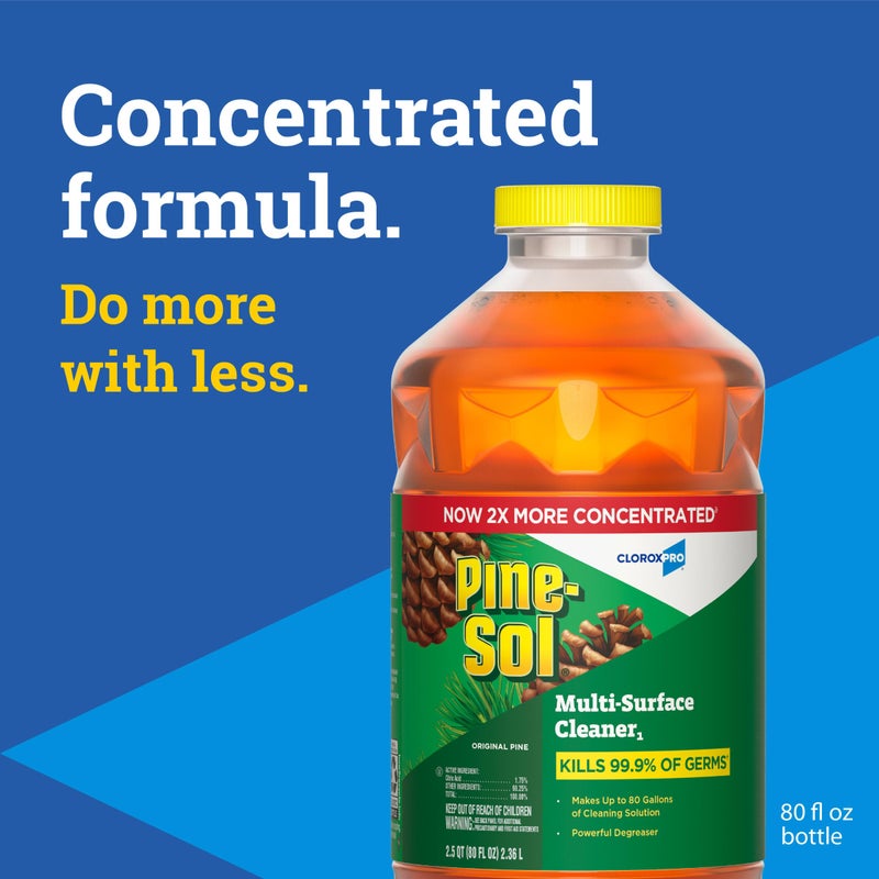 Pine Sol منظف متعدد الأسطح باين سول، كلوركس برو، تركيبة مركزة 2x، منظف شامل، باين الأصلي، 80 أونصة سائلة، عبوة من 3 - Image 2