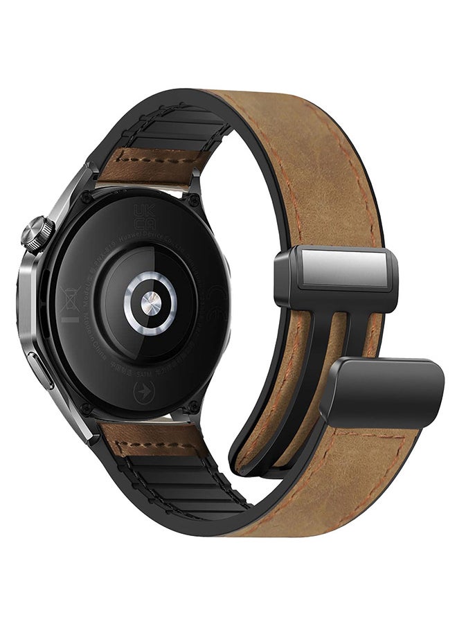 S-Color - 22mm Leather Watch Strap Compatible with Huawei GT4 46mm/GT3 46mm/GT3 Pro/Watch 3/GT2e/GT2 pro/GT2 42mm 46mm Replacement Strap Compatible with Samsung Galaxy Watch 3 45mm/Gear S3 Dark Brown - Image 1