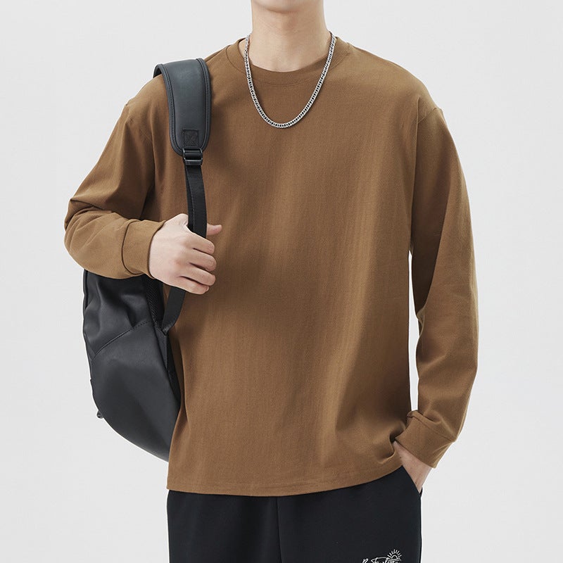 Heavy 260G Cotton Cotton Long Sleeve T-Shirt Men'S Round Neck T-Shirt Men'S Base Shirt With Screw - Image 3