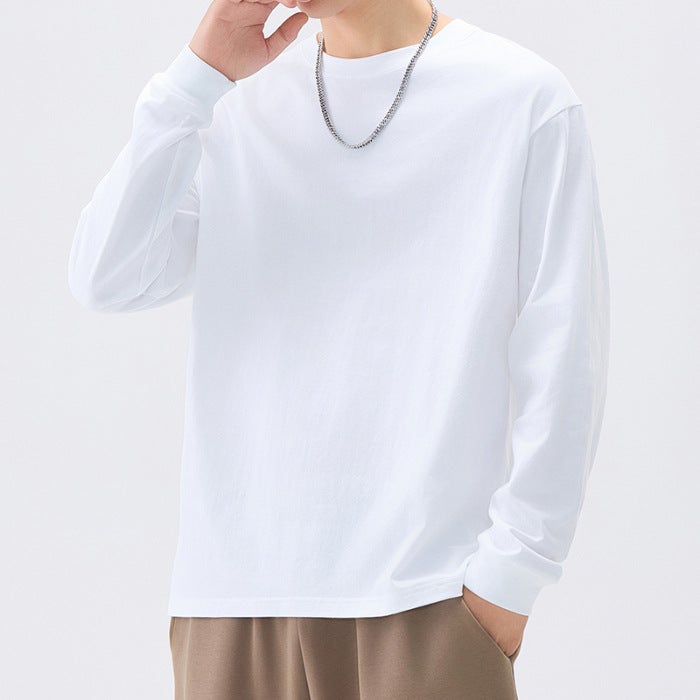 Heavy 260G Cotton Cotton Long Sleeve T-Shirt Men'S Round Neck T-Shirt Men'S Base Shirt With Screw - Image 1